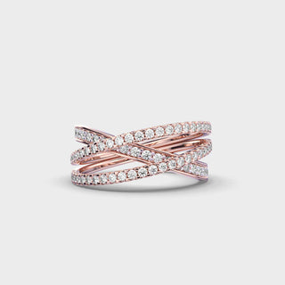 0.65 Round Cut Moissanite Diamond Cross-Over Women Wedding Band