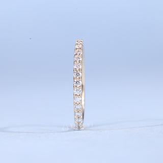 Round Moissanite Diamond Half Eternity Pave Wedding Bands