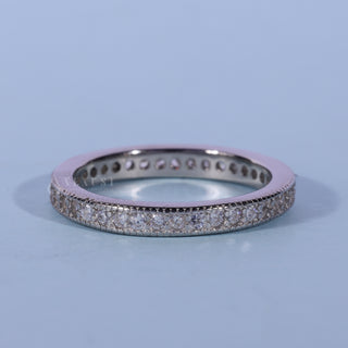 Round Moissanite Diamond Channel Pave Full Eternity Wedding Band