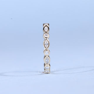 Bezel Set Round And Marquise Moissanite Diamond Full Eternity Wedding Band
