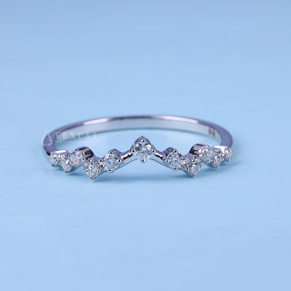 Round Moissanite Diamond Cluster Curved Wedding Bands For Women