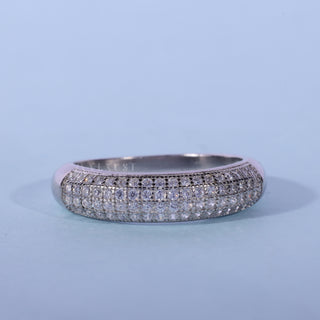 Round Moissanite Diamond Four Row Pave Wedding Bands