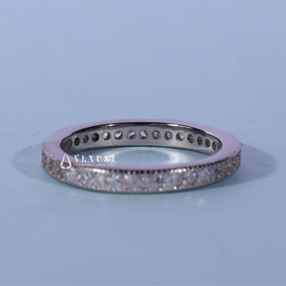 Round Moissanite Diamond Channel Pave Full Eternity Wedding Band