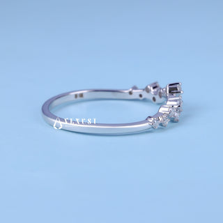 Round Moissanite Diamond Cluster Curved Wedding Bands For Women