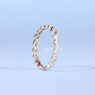 Bezel Set Round And Marquise Moissanite Diamond Full Eternity Wedding Band