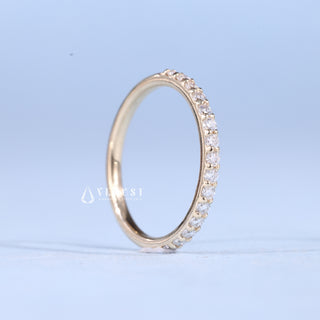 Round Moissanite Diamond Half Eternity Pave Wedding Bands