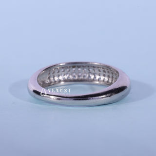 Round Moissanite Diamond Four Row Pave Wedding Bands