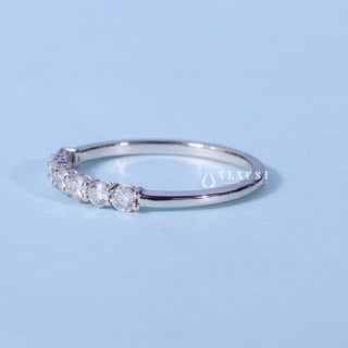 Timeless round pave moissanite wedding band side profile view