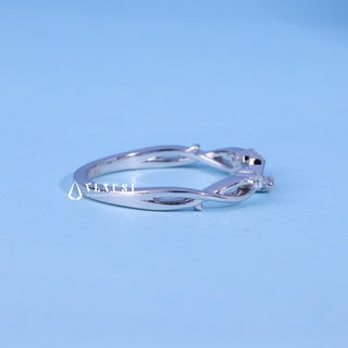 Round Moissanite Diamond Twig Style Wedding Bands For Women
