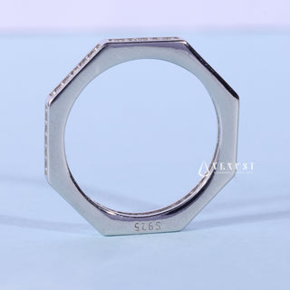 Round Moissanite Diamond Half Eternity Channel Pave Wedding Band