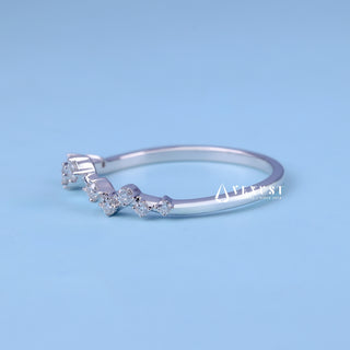 Round Moissanite Diamond Cluster Curved Wedding Bands For Women