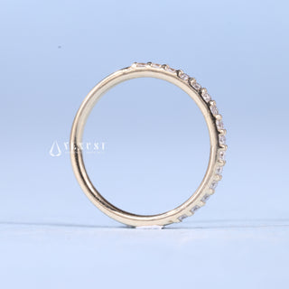 Round Moissanite Diamond Half Eternity Pave Wedding Bands