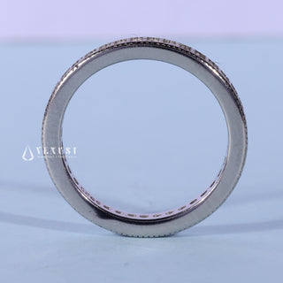 Round Moissanite Diamond Channel Pave Full Eternity Wedding Band