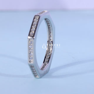 Round Moissanite Diamond Half Eternity Channel Pave Wedding Band
