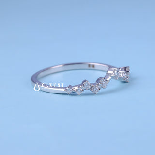 Round Moissanite Diamond Cluster Curved Wedding Bands For Women