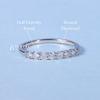 Classic round pave moissanite wedding band top view