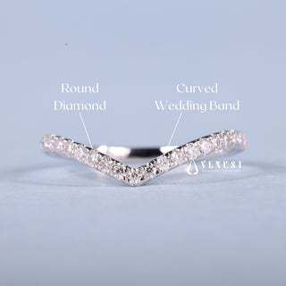 Round Moissanite Diamond Curved Wedding Bands