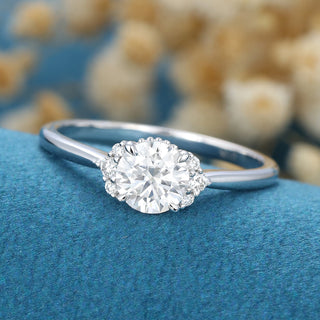 0.68 CT Round Cluster Sparkling Moissanite Engagement Ring top view