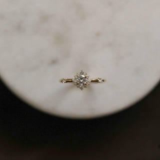 0.25ct Round Diamond Moissanite Halo Pave Engagement Ring