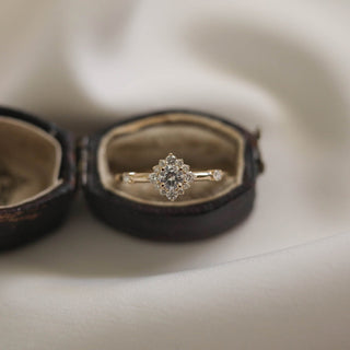 0.25ct Round Diamond Moissanite Halo Pave Engagement Ring