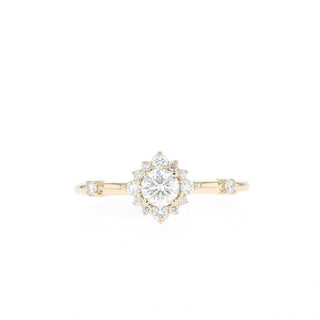0.25ct Round Diamond Moissanite Halo Pave Engagement Ring