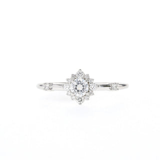 0.25ct Round Diamond Moissanite Halo Pave Engagement Ring