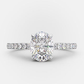 1.0ct Oval Cut Moissanite Diamond Hidden Halo Engagement Ring