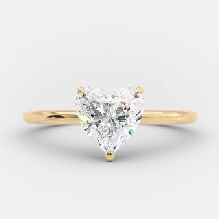 1.0 CT Heart Cut Solitaire Halo Moissanite Engagement Ring side view