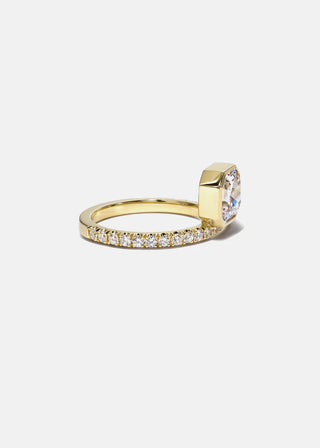 2.0ct Asscher Floting Diamond Bezel Pave Unique Engagement Ring With Wedding Band