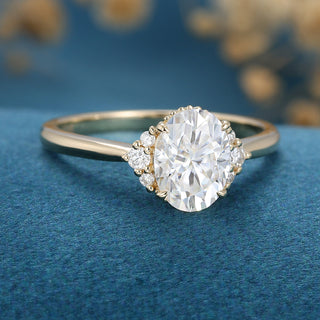 1.33 CT Oval Cluster Stackable Moissanite Engagement Ring top view
