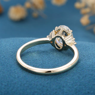 1.33 CT Oval Cluster Stackable Moissanite Engagement Ring on hand