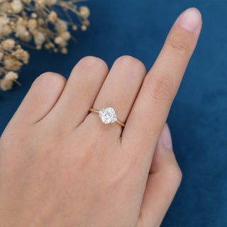 1.33 CT Oval Cluster Stackable Moissanite Engagement Ring side view