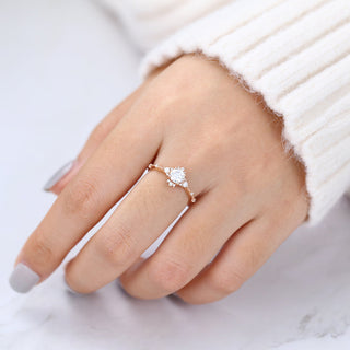 0.41 CT Round Cluster Sparkling Moissanite Engagement Ring angle view