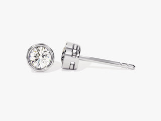 Round Cut Bezel Diamond Moissanite Stud Earrings For Women