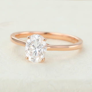 1.33 CT Oval Cut Solitaire Halo Moissanite Engagement Ring top view