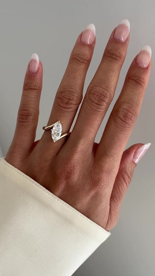 1.50CT Marquise Moissanite Diamond Bypass Unique Engagement Ring With Curved Band