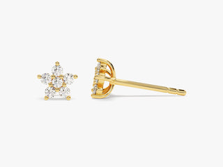 Round Cut Moissanite Diamond Stud Flower Earrings For Women