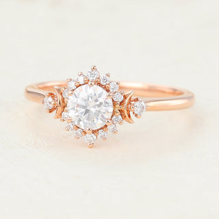 0.41 CT Round Brilliant Cluster Moissanite Engagement Ring top view