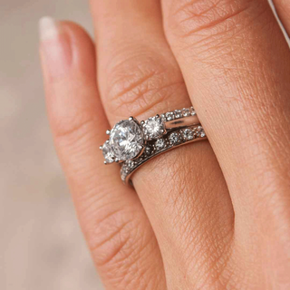 Vintage round half eternity moissanite wedding band top view image 3