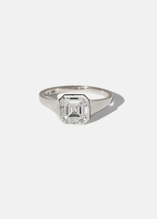 2.50ct Asscher Diamond Bezel Solitaire Engagement Ring With Wedding Curved Band