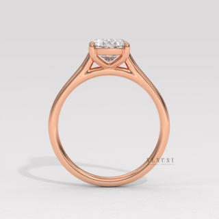 Oval bridal moissanite ring for women  Oval Cathedral Solitaire detail view 11