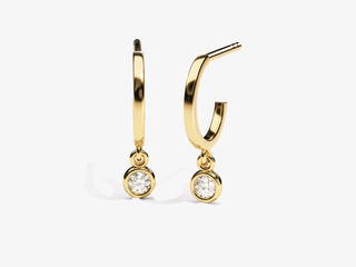 Round Cut Bezel Diamond Moissanite Huggies Earrings For Women
