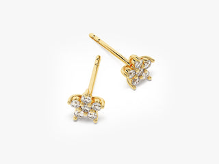 Round Cut Moissanite Diamond Stud Flower Earrings For Women