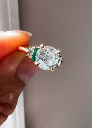 vintage moissanite rings round hand view