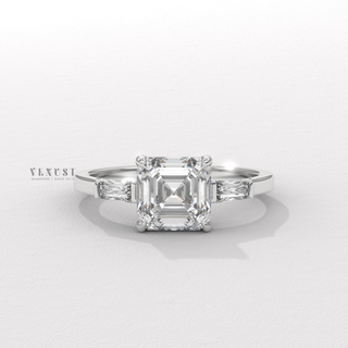 Moissanite asscher cut engagement ring side profile