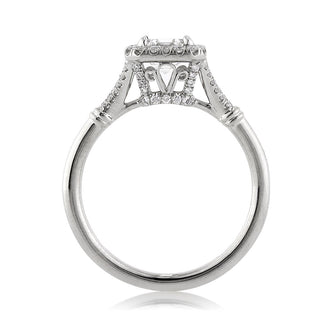 Asscher halo split shank moissanite engagement ring close up detail