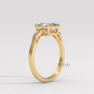 Moissanite asscher cut ring with step cut sparkle