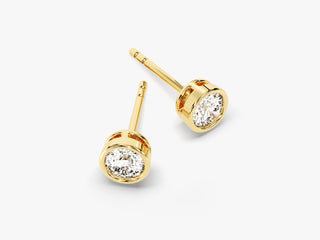 Round Cut Bezel Diamond Moissanite Stud Earrings For Women