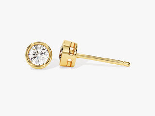 Round Cut Bezel Diamond Moissanite Stud Earrings For Women