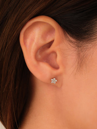 Round Cut Moissanite Diamond Stud Flower Earrings For Women